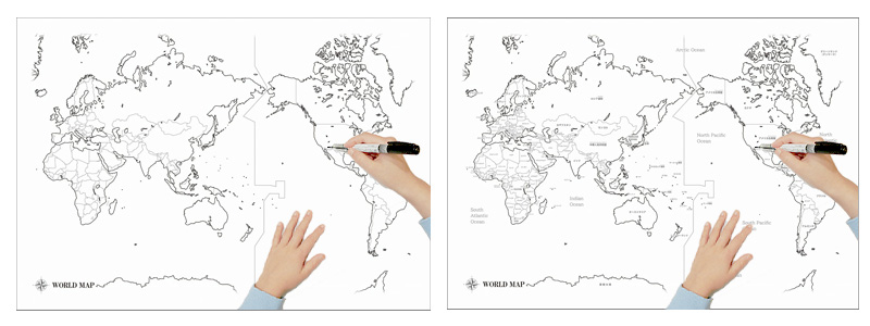 書いて消せるポスター 世界地図